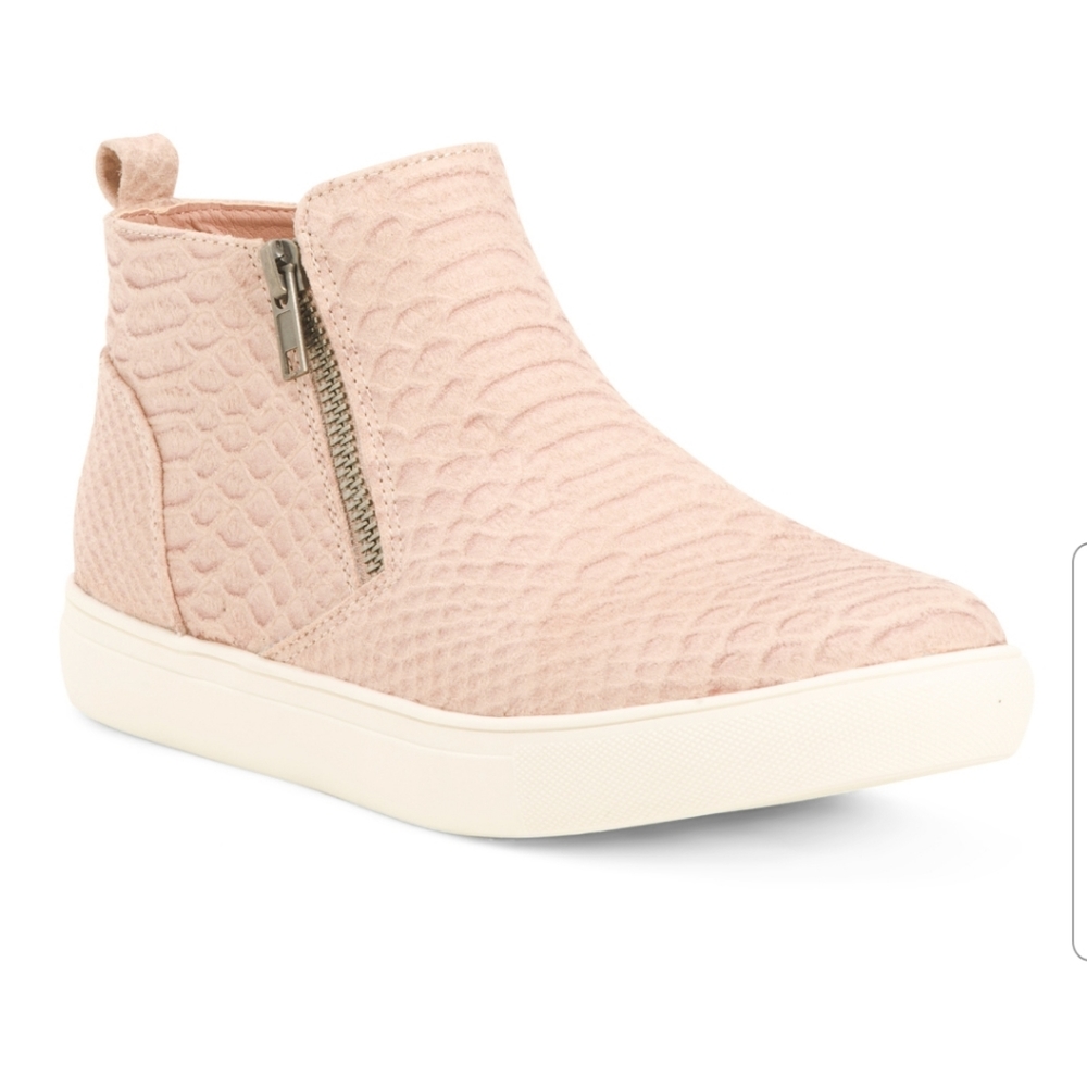 NWB Matisse Coconuts Goya Pink Snake Print Double Zip Sneaker Booties Size 6.5